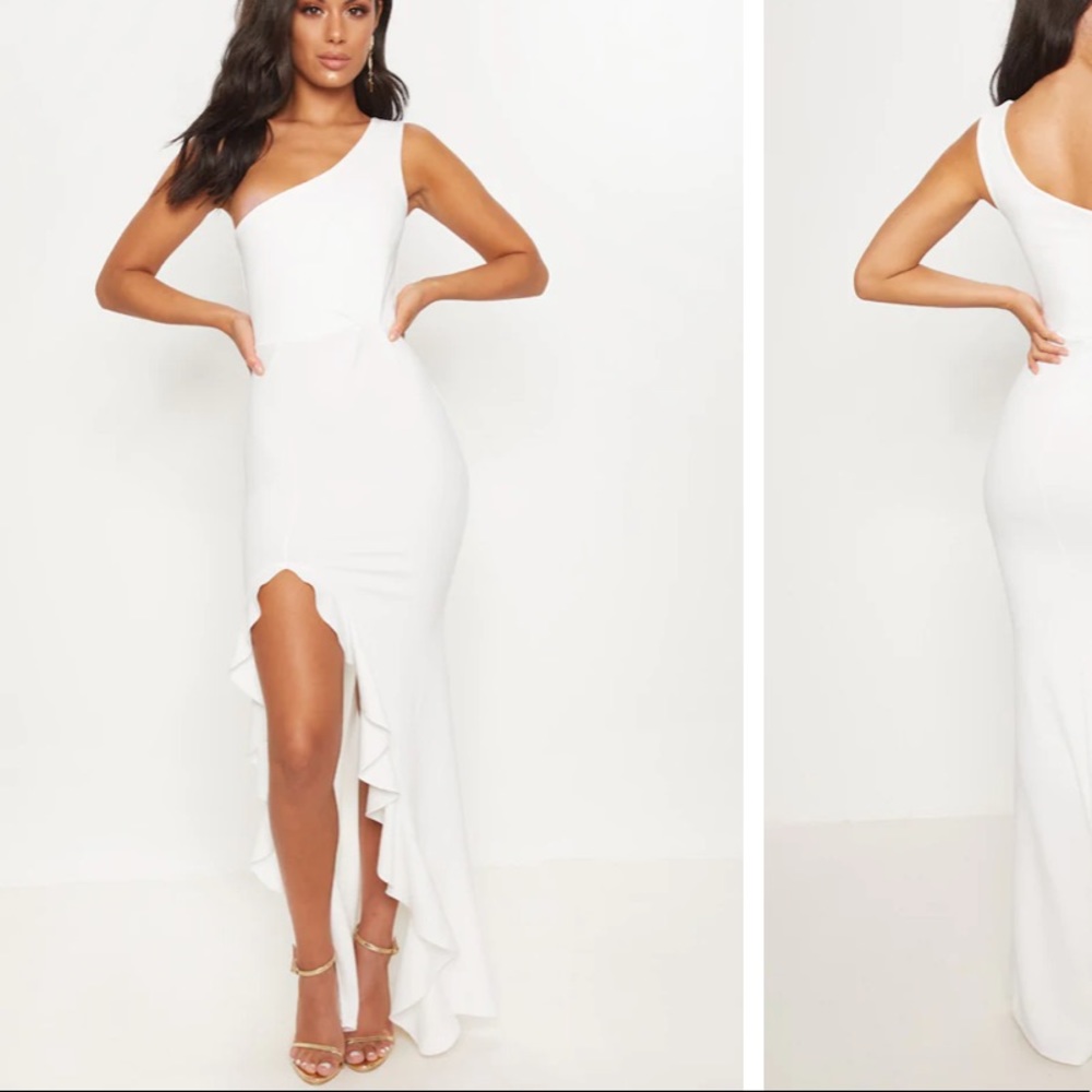 White Pretty Little Things ruffle dress